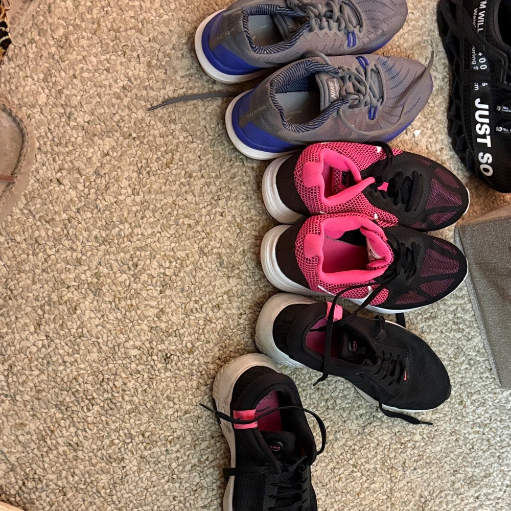 Women’s Nike set 3 pair pretty good used condition Black and Pink Athletic Shoe